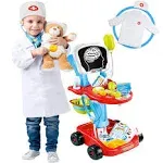 Tsomtto Doctor Kits for Kids 3-5 with Stethoscope Doctor Dress Up Costume Light X-Ray Trolley Toy Pretend Medical Play Doctor for Toddler Girl Boy 3