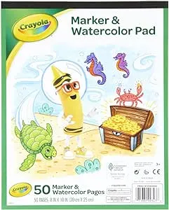 Crayola Marker & Watercolor Pad, 50 Blank Coloring Pages, Art Supplies for Kids