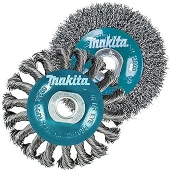 Makita 2 Piece - 4 Inch Crimped & Twist Wire Wheel Brush Set for 4.5" Grinders - Complete Conditioning for Metal - 4" x 5/8-Inch | 11 UNC