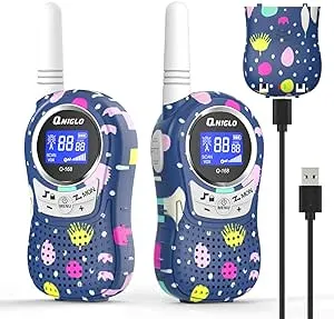 Qniglo Walkie Talkies for Kids - Rechargeable Kids Walkie Talkies with Clear Sound, Long Range - Perfect Birthday for 3-8 Year Old Boys Girls - Outdoor Adventures, Camping, Hiking