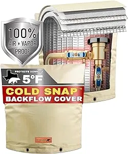 Redford Supply Co. Cold Snap (5°F), Backflow Preventer Cover, Backflow Cover, 24" W x 24" H, Pipe Insulation, Sprinkler Valve Cover, Well Pump Cover, Back Flow Covers for Winter (Beige)