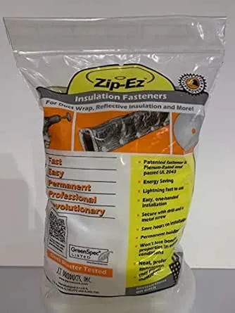 Zip-Ez All-Purpose Insulation Fasteners 250 Fast, Easy, Permanent for HVAC Duct Wrap, Reflective Insualtion Installation and More