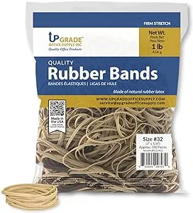 Upgrade Office Supply UPG22432 Rubber Bands, Size #32 (3" x 1/8"), Natural Crepe, Made in USA (1 Pound Bag)