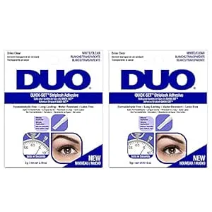 DUO Quick-Set Strip Lash Adhesive - White/Clear, Latex-Free, Water-Resistant, Long-Lasting, Lash Glue, 0.18 oz, 2-Pack