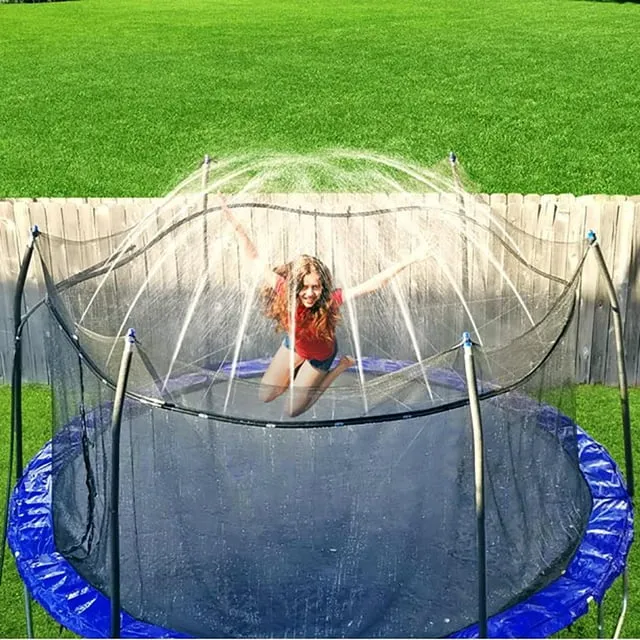 Trampoline Sprinkler for Kids, Outdoor Trampoline Backyard Water Park Sprinkler Fun Summer Outdoor Water Toys for Boys Girls (39ft)