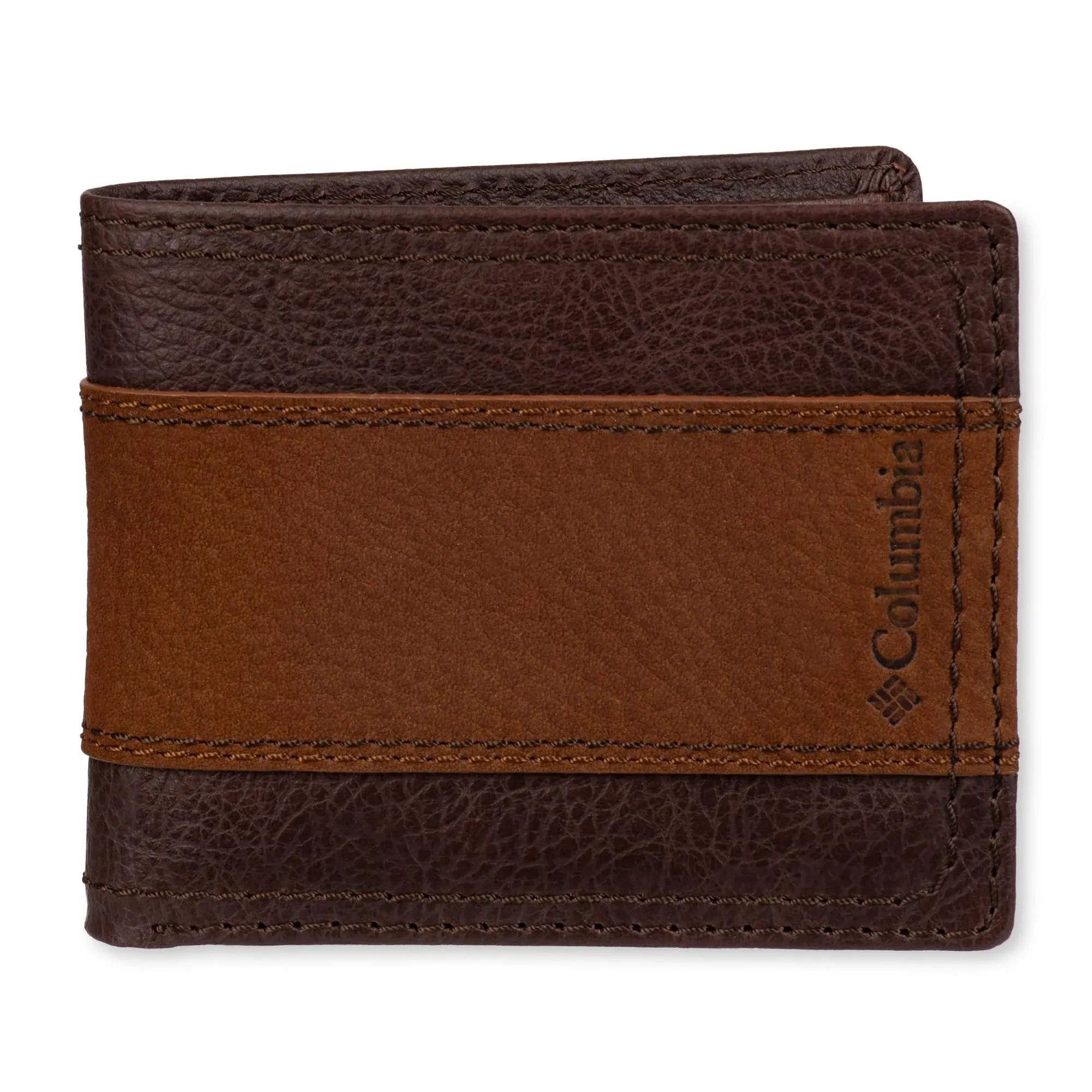 Columbia Men's Two Tone RFID Passcase Wallet, Brown, Leather