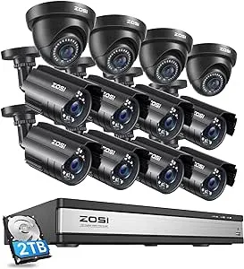 ZOSI 16CH 3K Lite Security Camera System with 2TB HDD Ai Humanvehicle Detection Night Vision Remote Access H265 16 Channel 5M