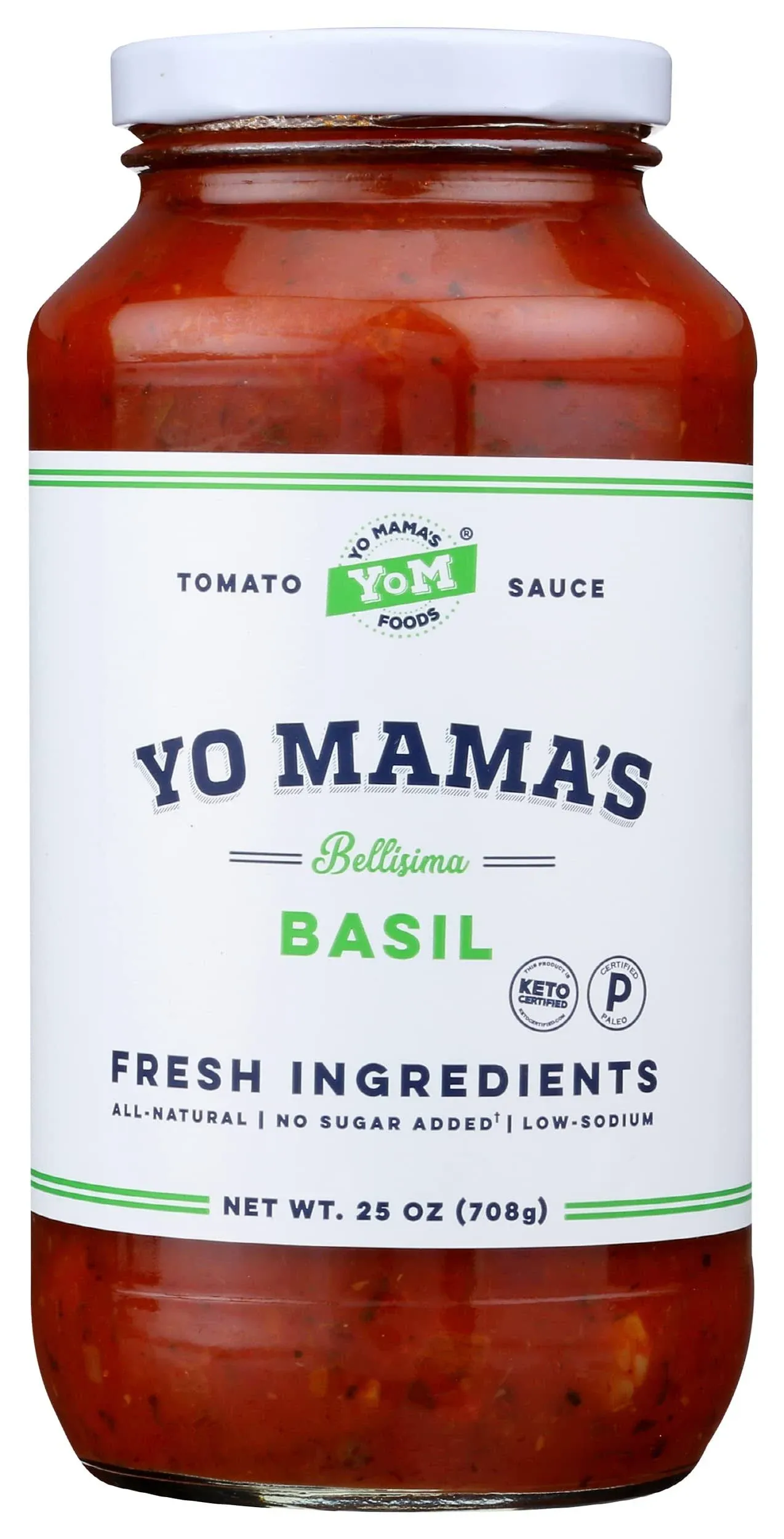 Yo Mama's All Natural No Sugar Low Sodium Tomato Basil Sauce, 25 oz Pack of 6