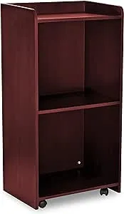 AdirOffice Podium with Wheels, Hostess Stand for Restaurant, Rolling Podium Stand, Mahogany