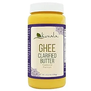 Kevala Ghee Clarified Butter - Grass Fed, Glutten Free Ghee Butter, Lactose Free Spread, Spreadable Casein Free Ghee, Unsalted, Non-GMO, 17.6 oz