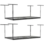 SafeRacks 4ft x 8ft Overhead Garage Storage Rack 2 Rack Pack Hammertone / 24"-45"