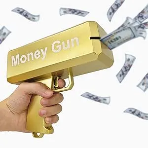 Sbrvaniy Newest Super Gun Shooter Playing Spary Make It Rain Cash Gun Prop Bill Dispenser Shooter (Gold)