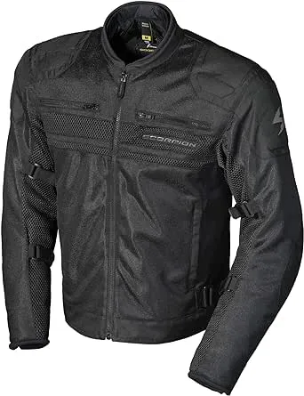 ScorpionEXO Vortex Air Men's Mesh Reflective Motorcycle Riding Jacket Abrasion Resistant with CE-Rated Armor (Black - Medium)