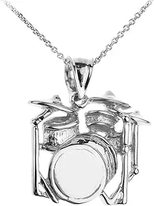 Sterling Silver Drum Set Pendant Necklace