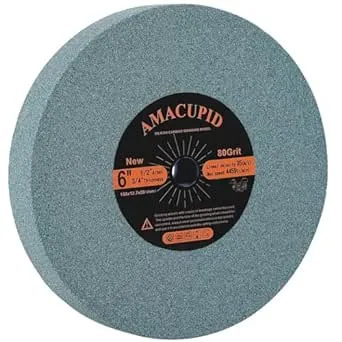 AmaCupid Bench Grinding Wheel 6 inch, Green Silicon Carbide Abrasive. for Sharpening Carbide Tools, Products of Non-Metallic Materials. 1/2 inch