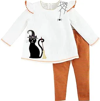 Mud Pie Baby Girls Girl Black Cat Tunic and Legging Set