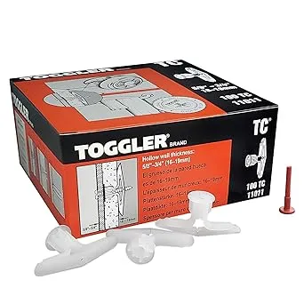 TOGGLER Toggle TC Commercial Drywall Anchor, Polypropylene, Made in US, 5/8" to 3/4" Grip Range, For #6 to #14 Fastener Sizes (Pack of 100)