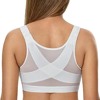 DELIMIRA Women's Front Closure Posture Wireless Back Support Full Coverage Bra