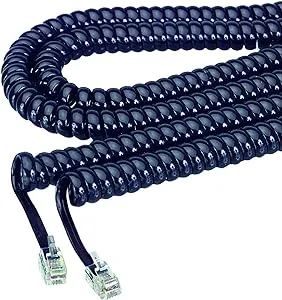 Softalk Coiled Phone Cord PLUG/PLUG 12 ft. Black