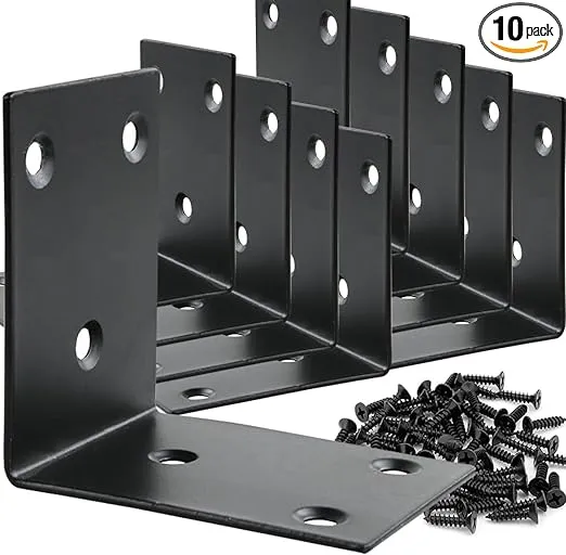 2.5" x 2.5" Corner Bracket, 10 Pack Heavy Duty Iron Angle Brace, 65mm L-Shaped Brackets, Stainless Steel Bracket Fastener, Metal Steel Brackets for Wood, Fixing Furniture Fastener Hardware