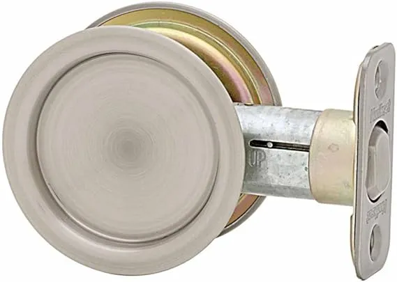 Kwikset 334 Round Hall/Closet Pocket Door Lock in Antique Nickel