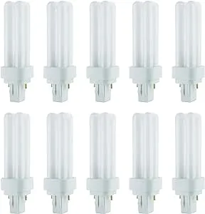 Sunlite 40540 PLD13/SP35K/10PK Double Twin Tube Compact Fluorescent Lamp, PLD 2-Pin, 13 Watts, 660 Lumens, 3500K Neutral White, 2-Pin (GX23-2) Base, 10 Pack