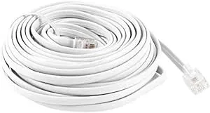 30 Feet White Telephone Extension cord cable Line Wire