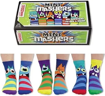 United Odd Socks 6 Pack Boys Mini Monster Novelty Cotton Odd Socks in Gift Box ...