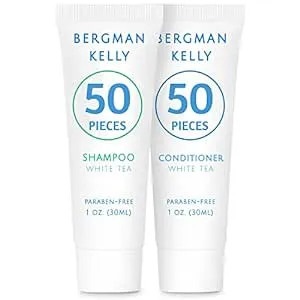 Bergman Kelly - Travel Shampoo and Conditioner Set - 1 fl oz, 100 Pieces, White Tea - Delight Your Guests with Revitalizing and Refreshing Hotel