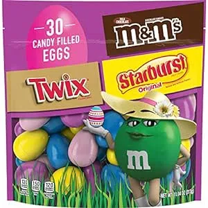 Mars M&M'S, TWIX & STARBURST Candy-Filled Easter Eggs Bag, 11.04 oz, 30 Count