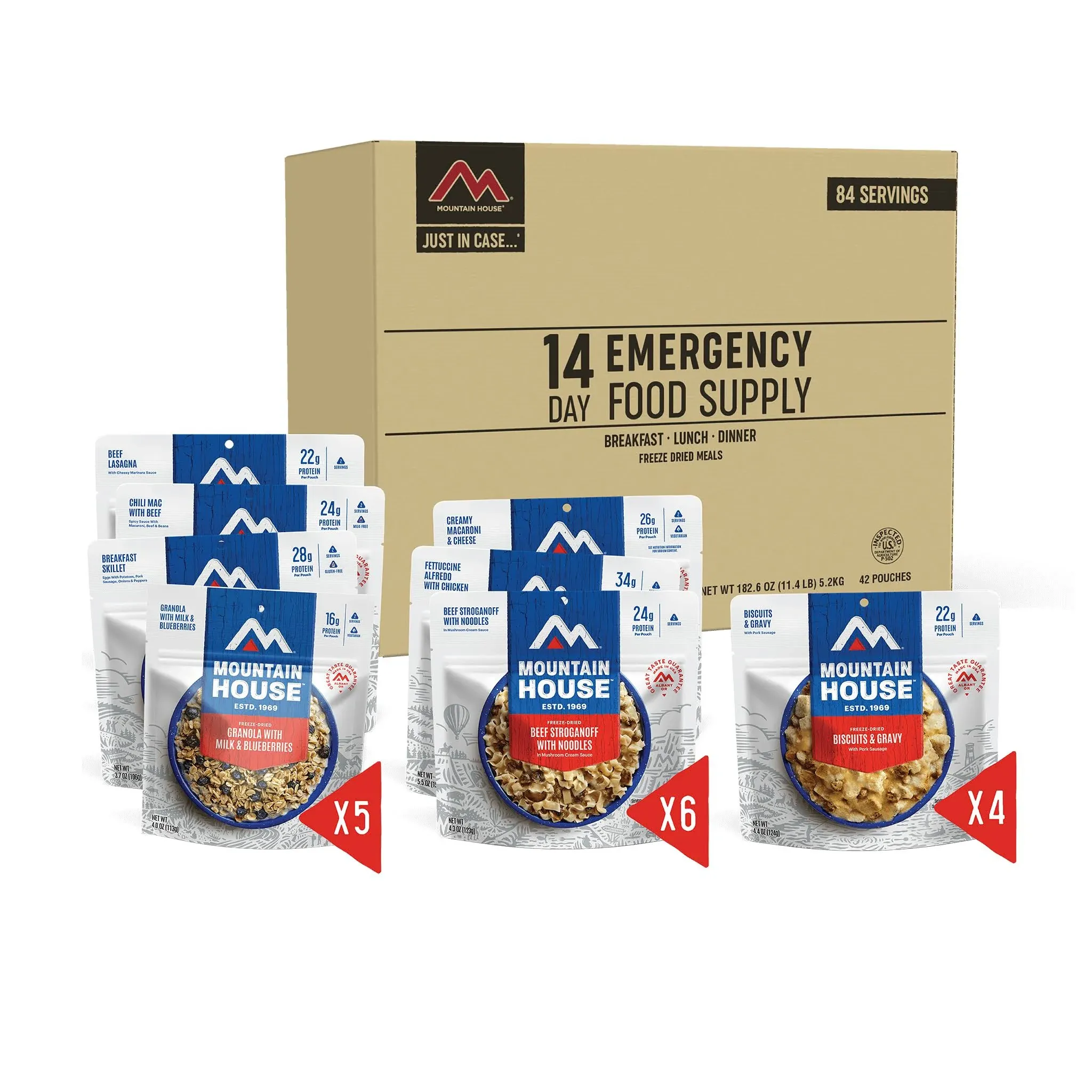 Mountain House 14-Day Emergency Food Supply | Freeze Dried Survival & Emergency Food | 84 Servings