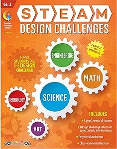 Creative Teaching Press STEAM Design Challenges Resource Book, 2nd Grade (Science, Technology, Engineering, Art, Math) (8209)