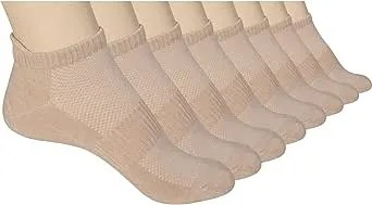 8 Pairs unisex Bamboo Ankle Socks, Beige / 11-13