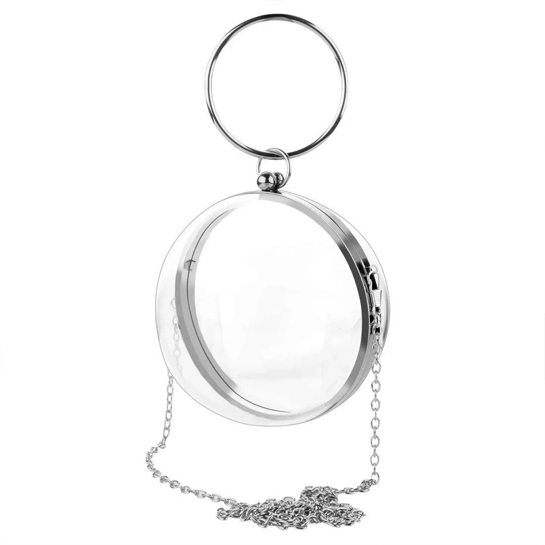 Round Ball Clear Purse, Small Acrylic Box Evening Clutch Bag, Not Compatible with Phone