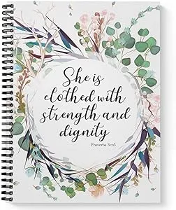 Softcover Clothed With Strength 8.5&#034; X 11&#034; Religious Spiral Notebook/journ<wbr/>al 120