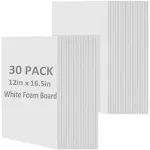 30 Pack White Foam Board for Projects, 12 x 16.5Inch Foam Core Baking Board Mat Board Center, 3/16Inch Thick Polystyrene Foam Sheet for School, Presentation, Signage & Art Crafting