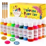 fantastory Tempera Paint for Kids 32 Colors (2 oz Each) Washable Tempera Paint, Kids Poster Paint Sponge Painting, Non-Toxic Kids Paint Finger Paints Hand Paints Bottles Early Learning