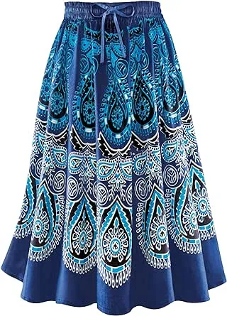 Collections Etc Medallion Border Print Circle & Elastic Waistband Skirt