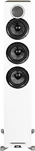 ELAC Debut Reference Floor Standing Speaker, Walnut or Oak Single Tower Speaker for Home Theater, White Baffle with Oak Sides