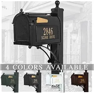 Whitehall Personalized Whitehall Capitol Mailbox with Side Address Plaques and Post Package (4 Colors Available)