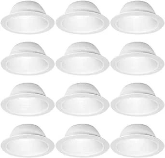 12 Pack - 6" Inch White Baffle Recessed Can Light Trim