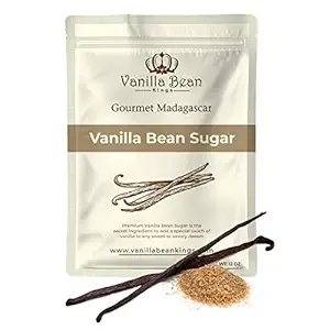 Organic Vanilla Bean Sugar - Made with Real Madagascar Vanilla Pods & Pure Cane Sugar - For Cooking, Baking, & Additional Flavoring - A Sweet Substitute for Extract, Paste, and Beans - 12 OZ