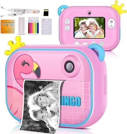 Instant Print Camera for Kids,Kids Camera with Print Paper,Selfie Video Digital Camera with HD 1080P 2.4 Inch IPS Screen,3-14 Years Old Children Toy Learning Camera for Birthday,Chistmas