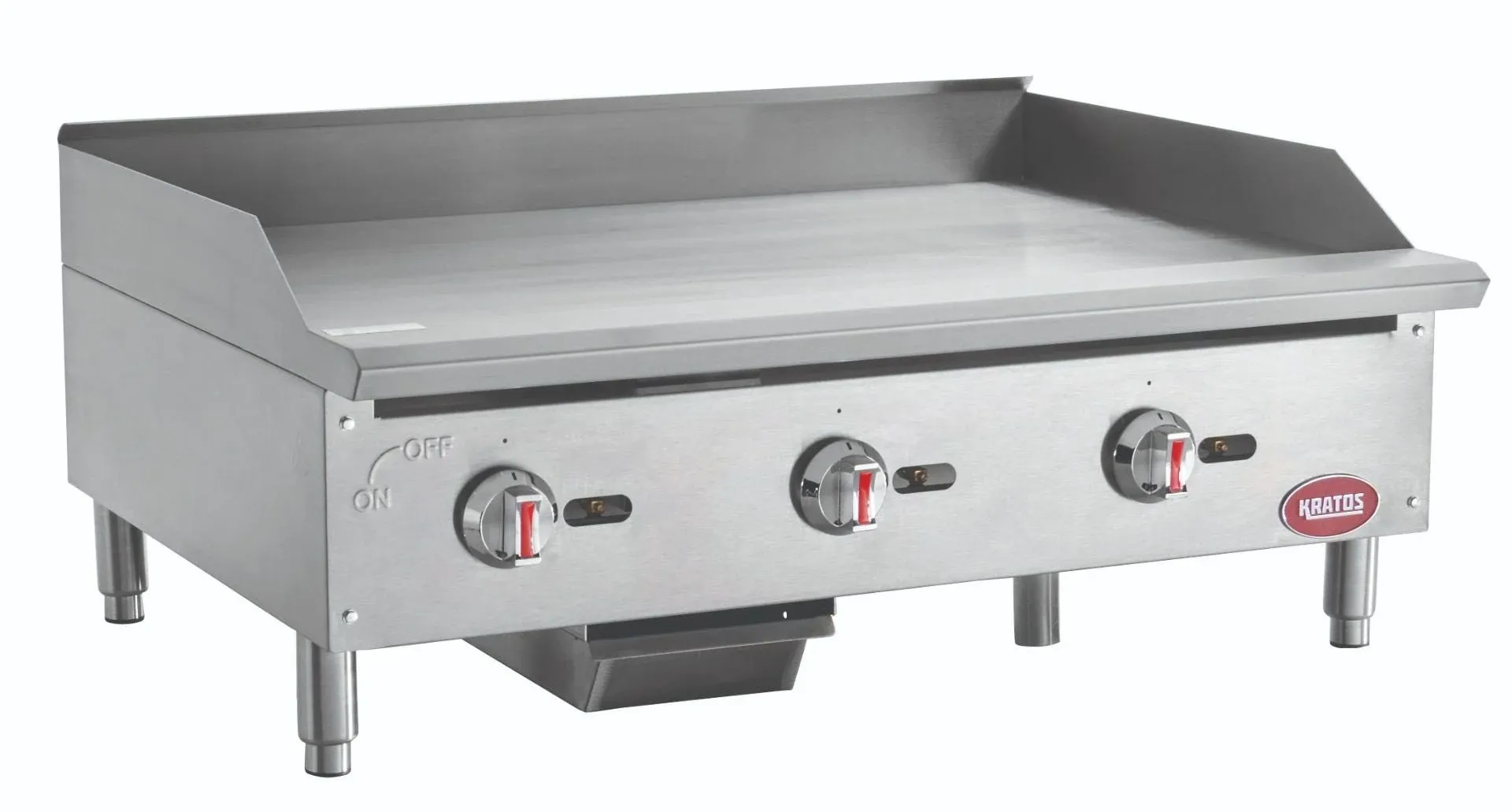 Kratos 29Y-005 36" Commercial Restaurant Gas Countertop Griddle, Manual Controls, 3 Burners, 90,000 BTU Output