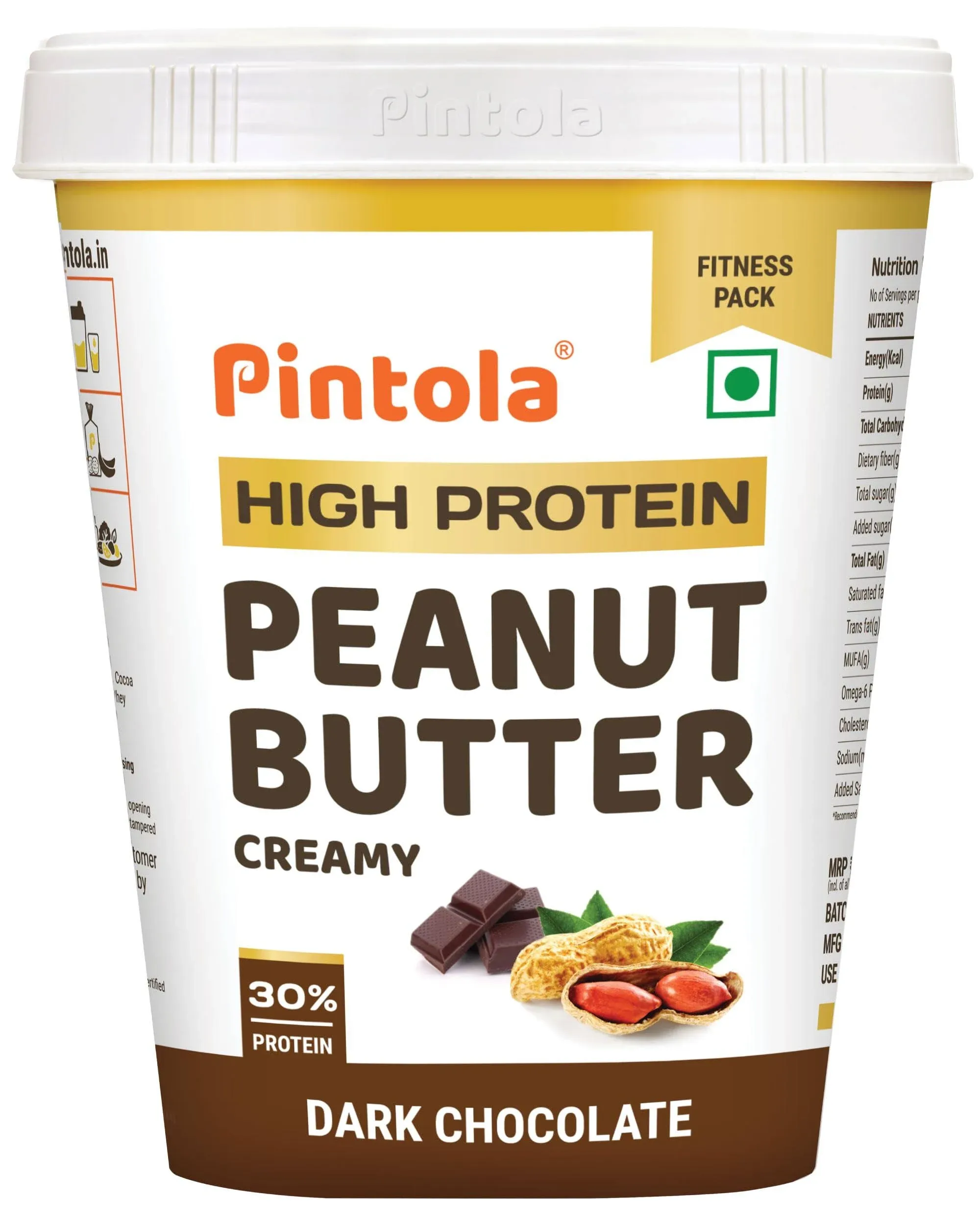 Pintola High Protein Dark Chocolate Creamy Peanut Butter - 1 kg