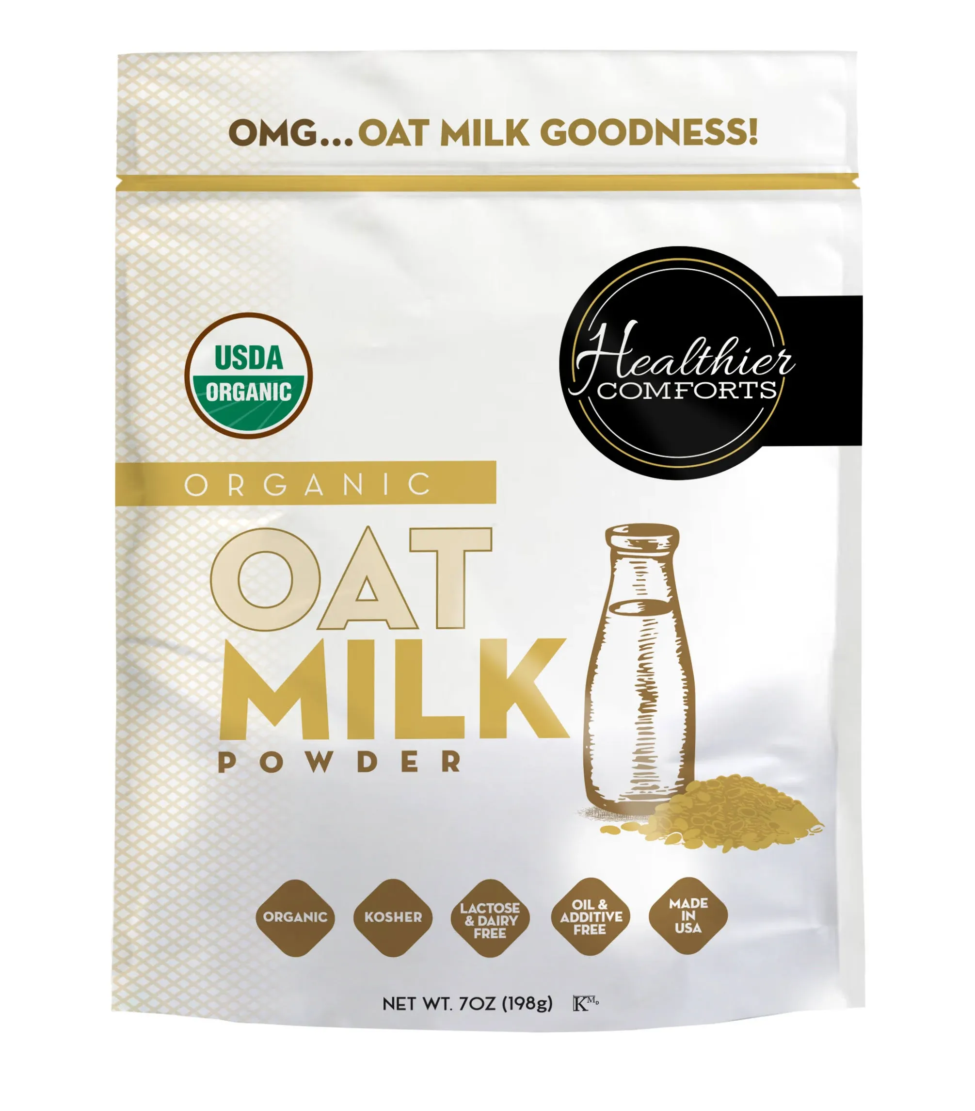 Oat Milk Powder 7oz - Natural and Plant Based Milk with a Clean Formula - Gluten-Free, Vegan, USDA Organic Certified, Non-GMO, Dairy Free, and Lactose Free Milk Powder with No Refrigeration Required