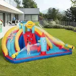 Outsunny 5-in-1 Inflatable Water Slide, Kids Castle Bounce House with Pool,