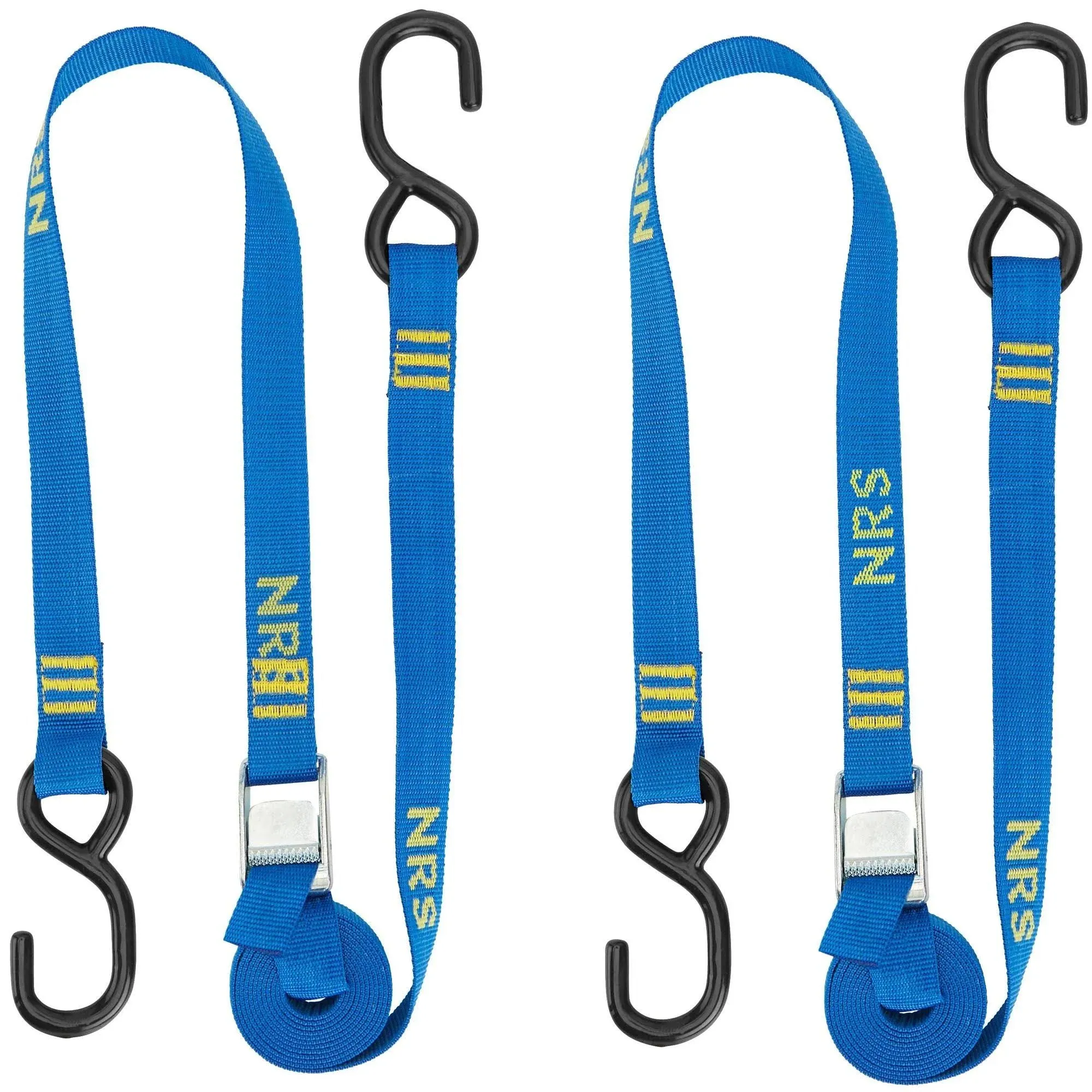 NRS J-Hook Tie-Down Straps 6' Pair Blue