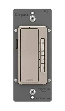 Legrand radiant RT2NICCV4 Digital Countdown Timer with Locator Light and Time Indicator, 60, 40, 20 and 10 Minute Settings, Nickel (1 Count)