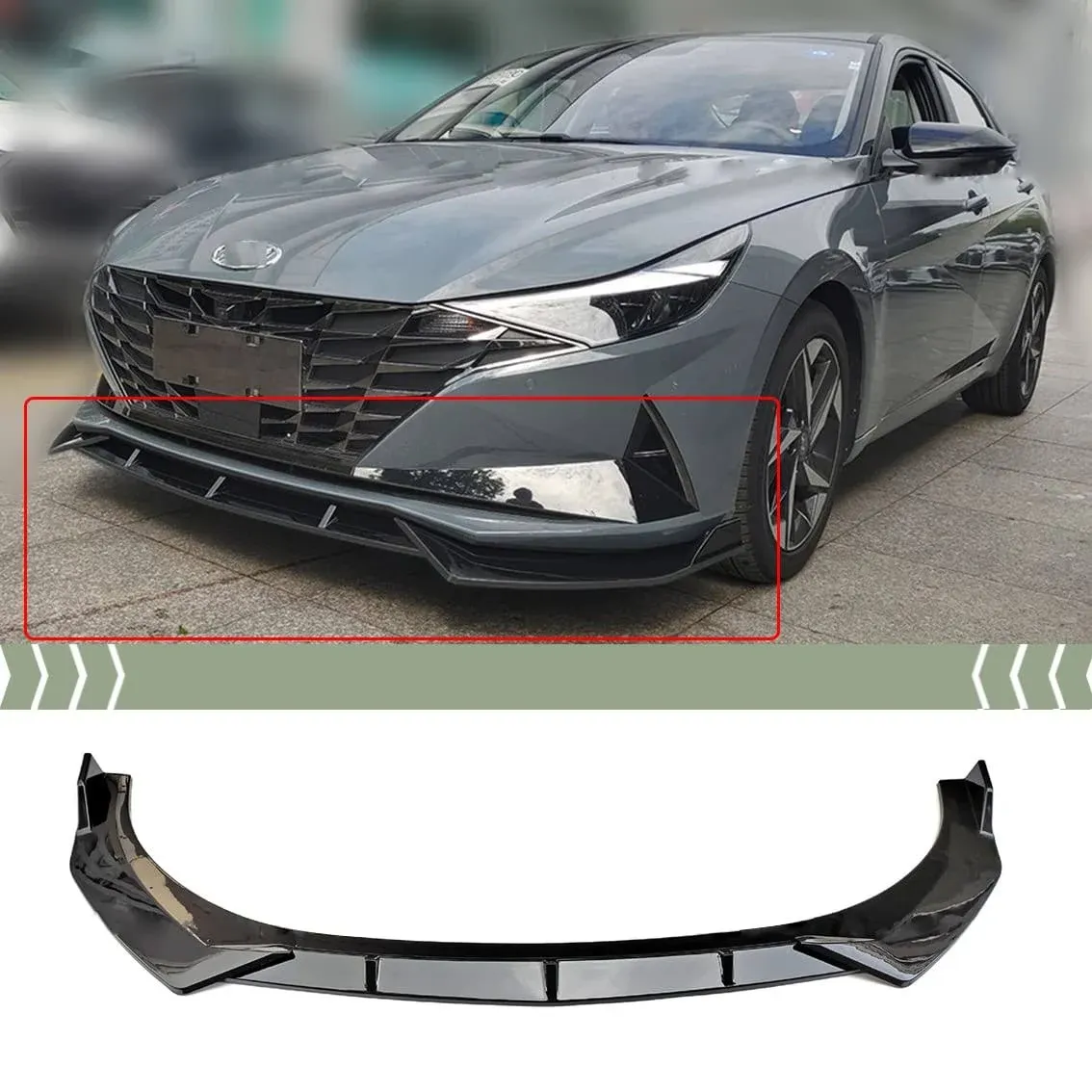 FITS 2021-2023 HYUNDAI ELANTRA GLOSSY BLACK PERFORMANCE STYLE FRONT BUMPER LIP